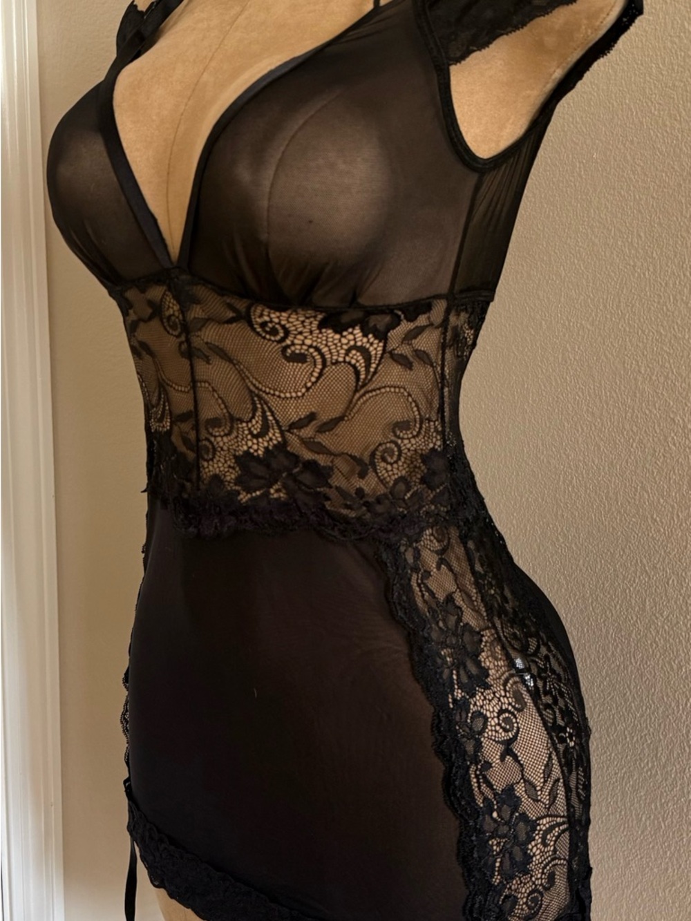 Sheer Black Lace Chemise - Women's Intimates